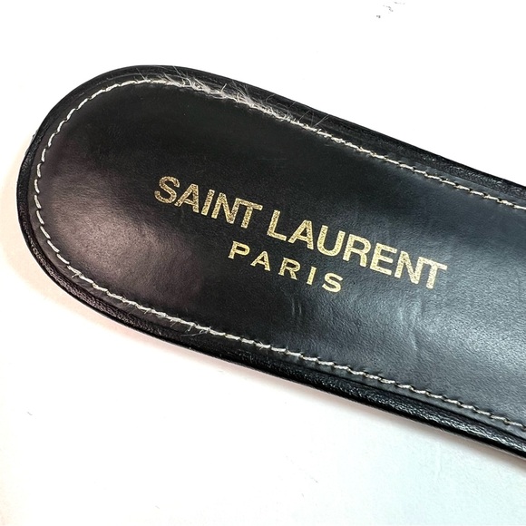 SAINT LAURENT Tribute Woven Leather Sandal Slides Black Size EU 38 - US 8 - Picture 4 of 15